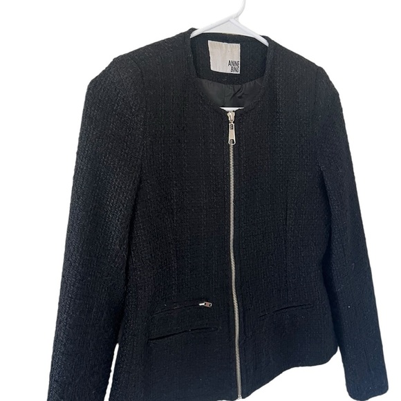 Anine Bing Black Tweed Zip Up Jacket - Picture 2 of 11